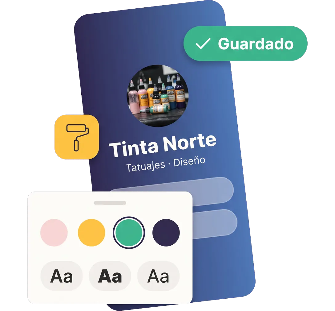 El editor de Planfy con la paleta de colores abierta y el aviso de guardado.